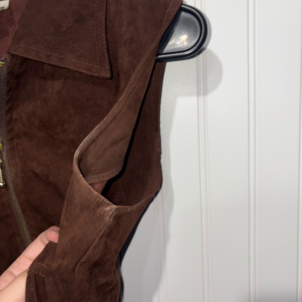 Vintage Maurice’s Suede Brown Sleeveless Zip-Up Dress| Size 11 - Picture 4 of 5